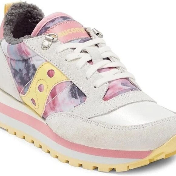 Saucony Women's Triple Jazz Sneaker, White/Pink/Yellow, 6US - Picture 1 of 5